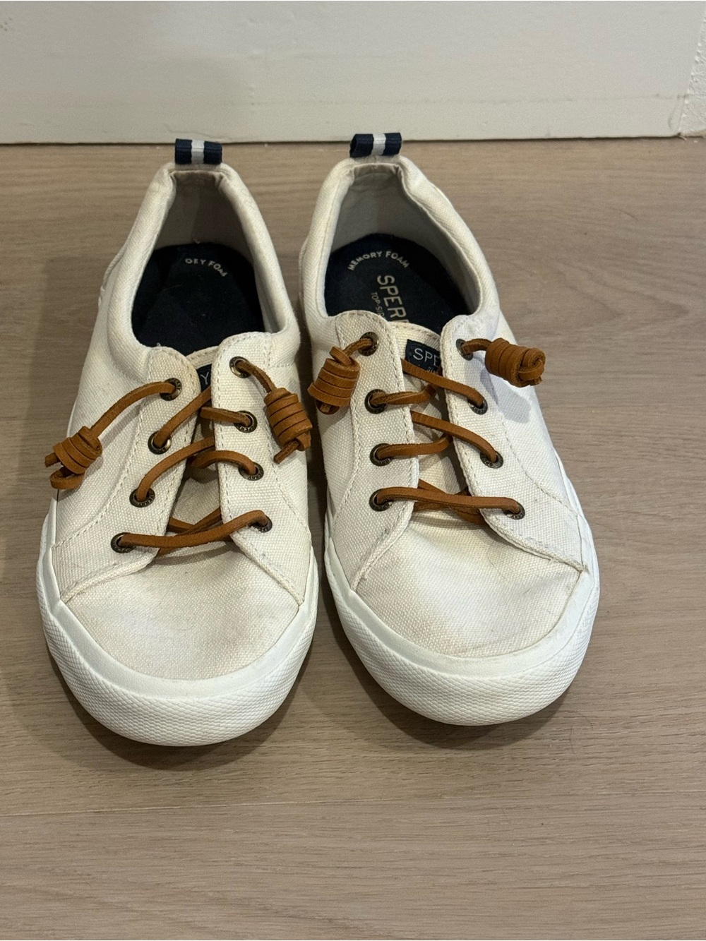 Sperry Low-Top Canvas Sneakers with Tan Leather Laces